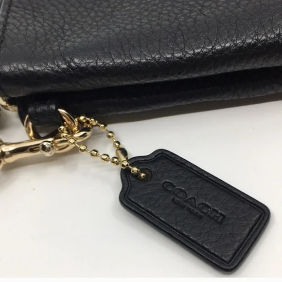 Coach Double Corner Zip Wallet Embossed Black Pebble Leather Gold Tone Hdwr NWT - Picture 13 of 16